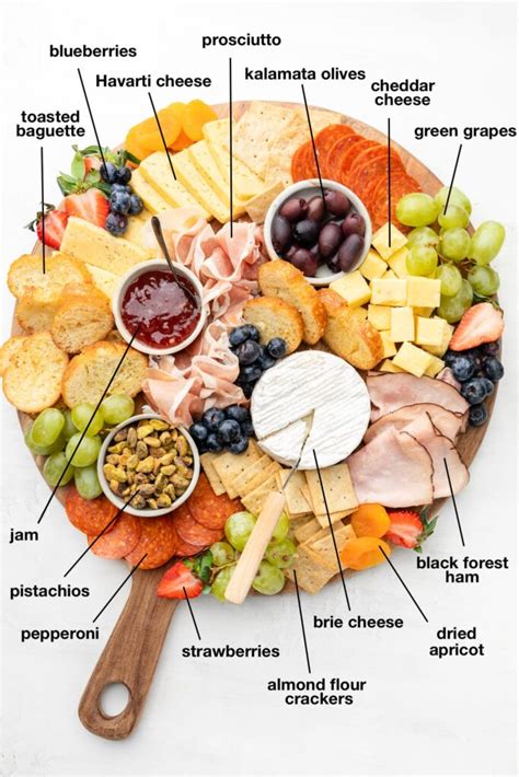 A selection of meats, cheeses, crackers, and fruits