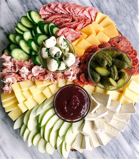 A charcuterie board template featuring a classic combination for a party