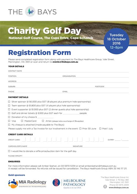 Charity Golf Registration Form