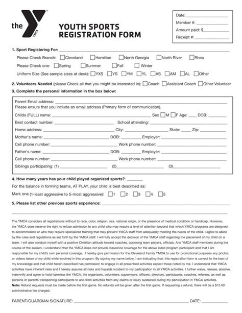 Charity Sports Registration Form Template