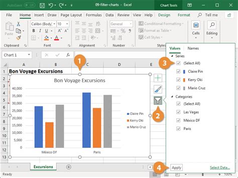 Using Chart Filters in Excel for Mac