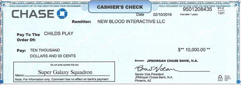 Chase Cashier Check Template PDF