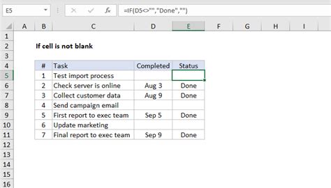 Checking if a Cell is Not Blank in Excel