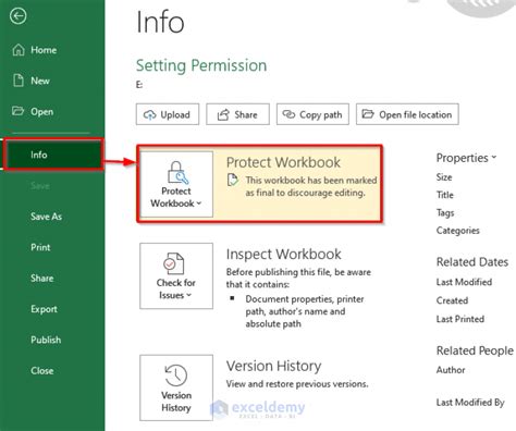 Check file permissions in Excel on Mac