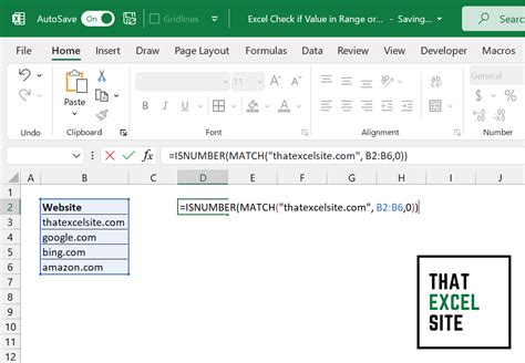 Checking value existence in Excel