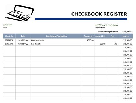 Free Checkbook Ledger Template