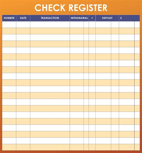 Checkbook Register Template