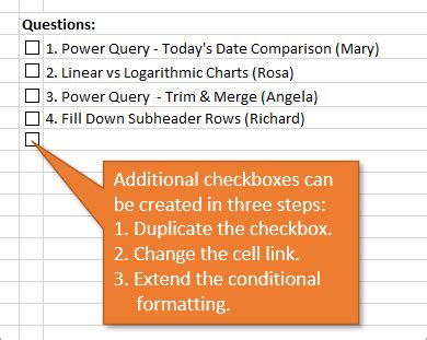 Checkboxes in Excel for Mac Conditional Formatting