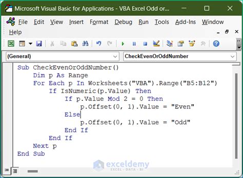 Checking for Even or Odd Numbers VBA