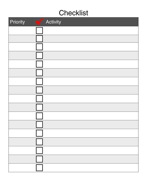 Checklist template