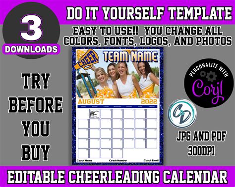 Cheer Calendar Template 1