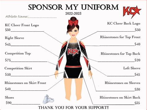 Cheer Uniform Sponsorship Ideas