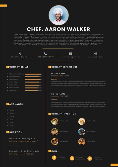 Chef Resume Template Styles