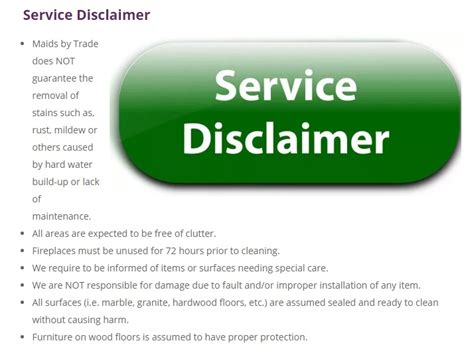 Chemical Service Disclaimer Template