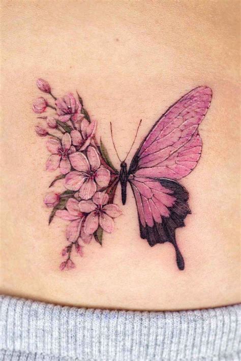 Cherry Blossom Butterfly Tattoo Design