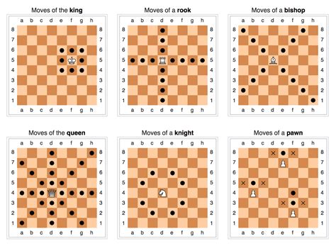 Chess piece movement illustrations