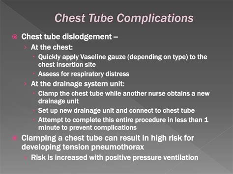 Chest tube complications