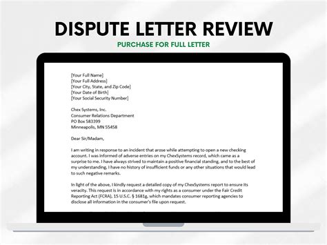 ChexSystems Dispute Letter Examples