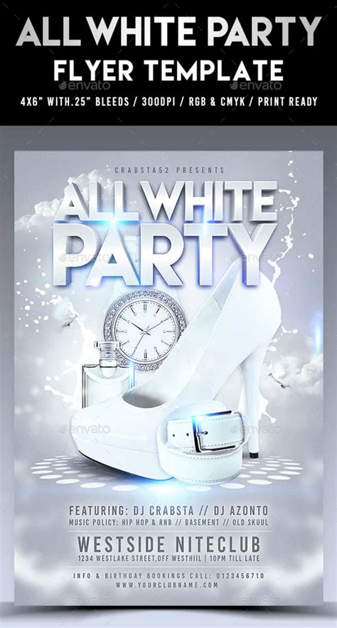 A chic and sophisticated all-white party flyer template