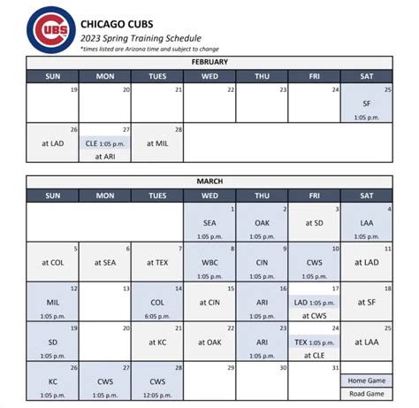 Chicago Cubs March Schedule