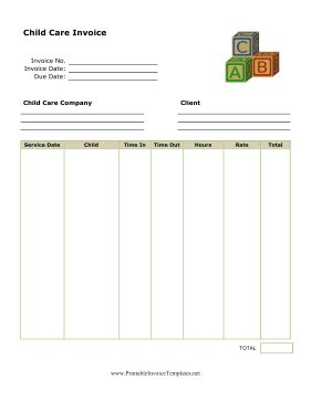 Childcare Invoice Templates