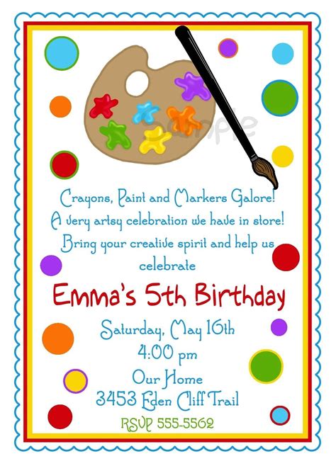 Children's Art Party Invitation Template