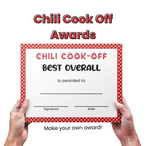 Awards and recognition for the winners of a chili cook-off