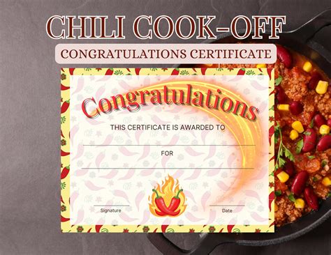 Chili Cook-Off Certificate Template