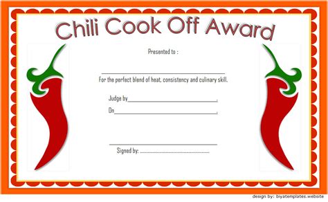 Chili Cook-Off Certificate Template Example 10