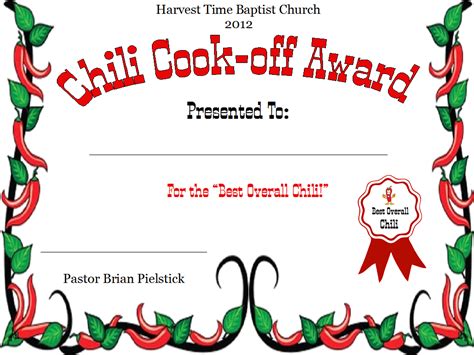 Chili Cook-Off Certificate Template Example 6