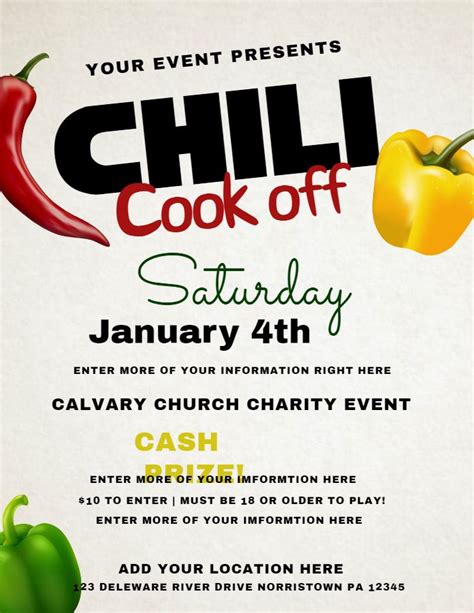 Chili Cook-Off Flyer Template in Microsoft Word