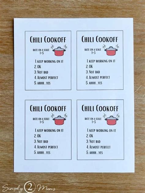 Chili Cook Off Printables