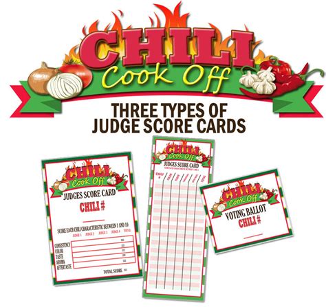 A chili cook-off scorecard with various categories