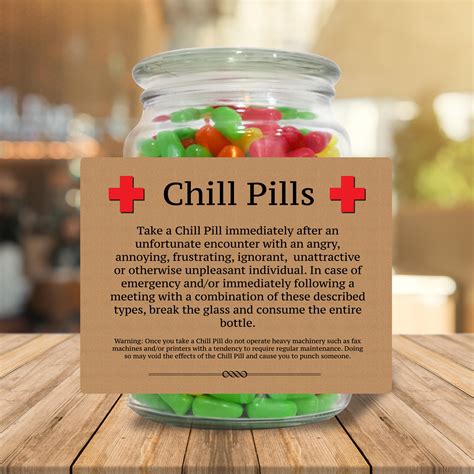 Chill pill labels with calming designs