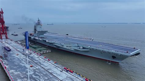 The Fujian aircraft carrier during sea trials