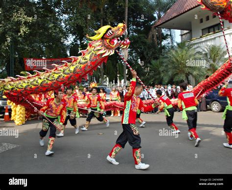 A Chinese dragon puppet festival