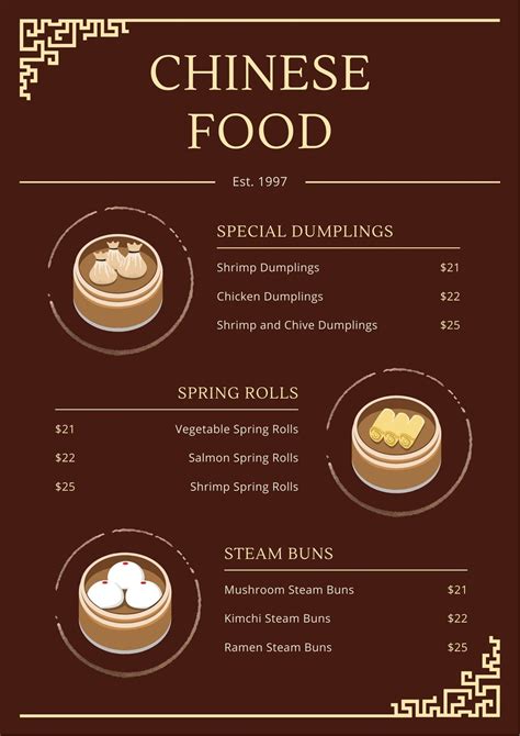 Chinese restaurant menu template 5