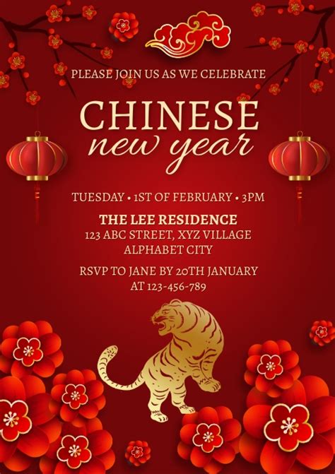 Chinese New Year Invitation Template Design