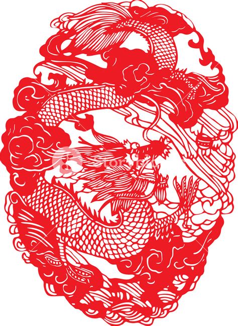 Chinese paper cutting template featuring a dragon