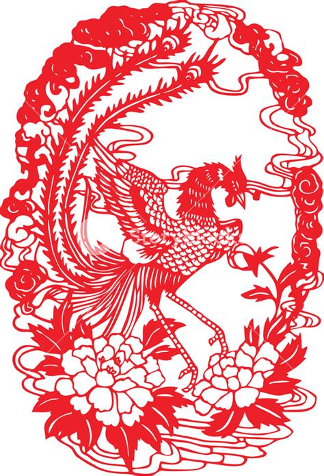 Chinese paper cutting template featuring a phoenix