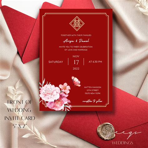 Traditional Chinese Wedding Invitation Template with Modern Twist