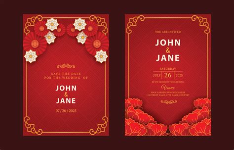 Chinese Wedding Invitation Template with Bright Colors