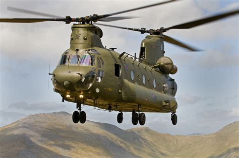 A Chinook helicopter in flight