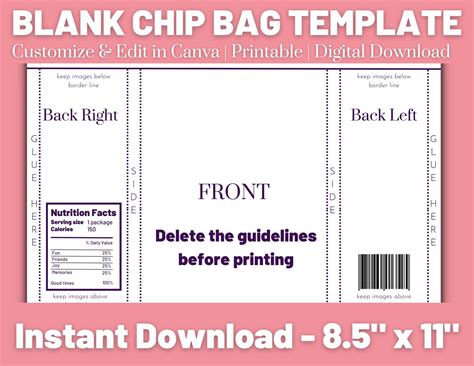 chip bag template editable