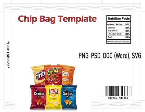 Chip Bag Template with Label