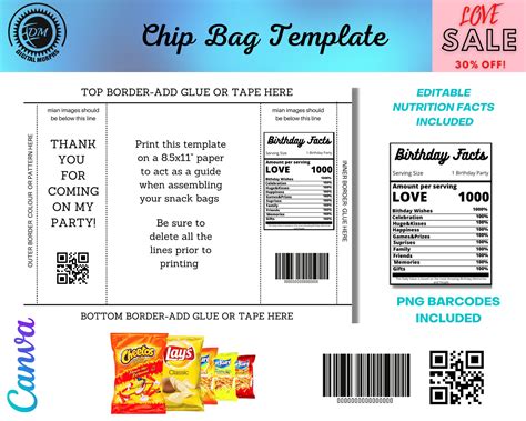 Chip Bag Template with Label