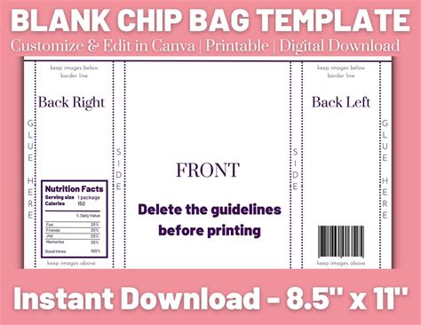 Chip Bag Template with Zipper