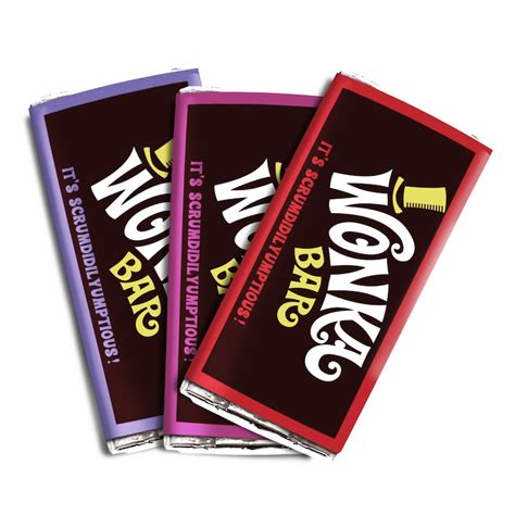 Chocolate candy bar wrappers with various designs