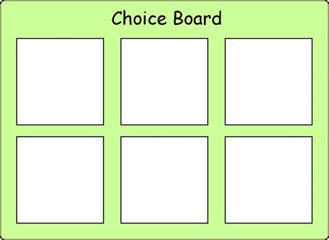 Choice Board Template Example