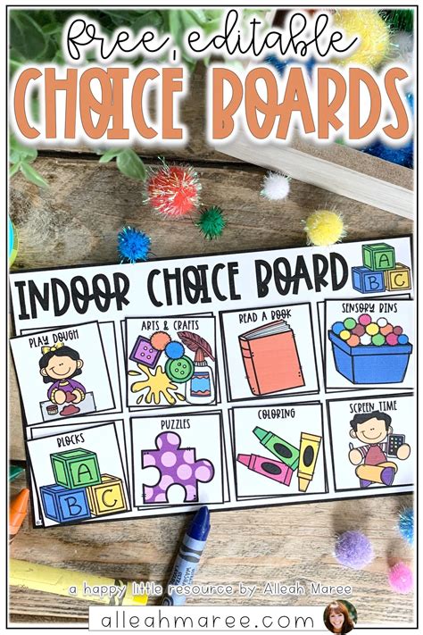 choice board templates for class